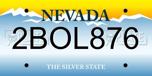 2BOL876 Nevada License Plate