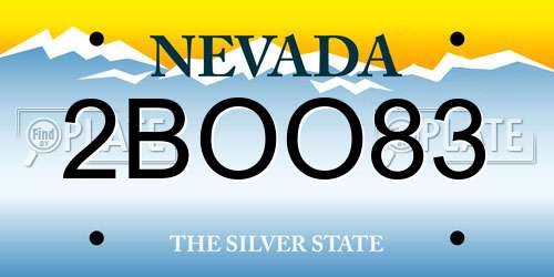 2BOO83 Nevada License Plate