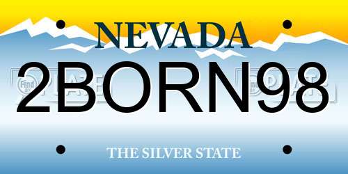 2BORN98 Nevada License Plate