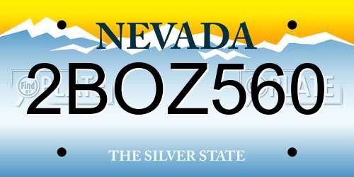 2BOZ560 Nevada License Plate
