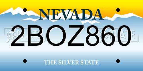 2BOZ860 Nevada License Plate
