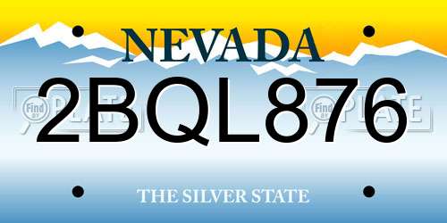 2BQL876 Nevada License Plate