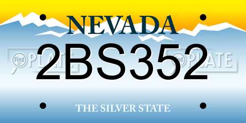2BS352 Nevada License Plate