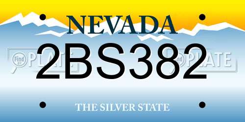 2BS382 Nevada License Plate