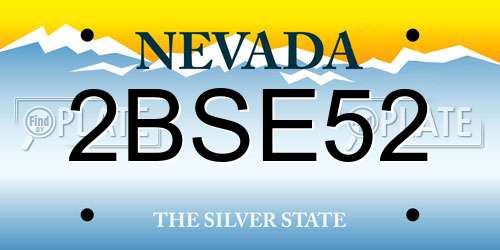 2BSE52 Nevada License Plate
