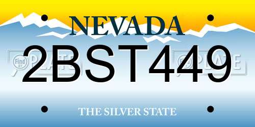 2BST449 Nevada License Plate