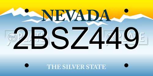 2BSZ449 Nevada License Plate