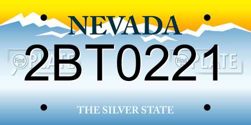 2BT0221 Nevada License Plate