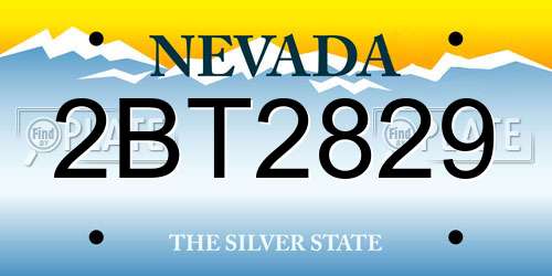 2BT2829 Nevada License Plate