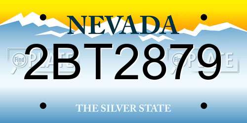 2BT2879 Nevada License Plate