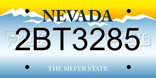 2BT3285 Nevada License Plate