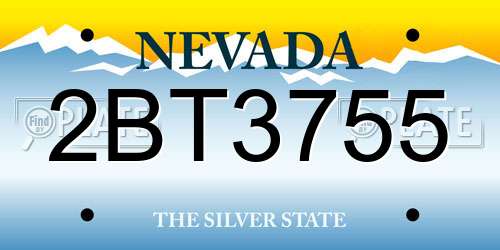 2BT3755 Nevada License Plate