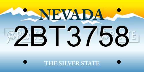 2BT3758 Nevada License Plate