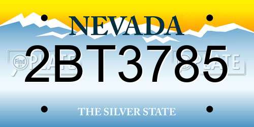 2BT3785 Nevada License Plate
