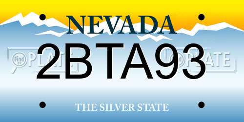 2BTA93 Nevada License Plate