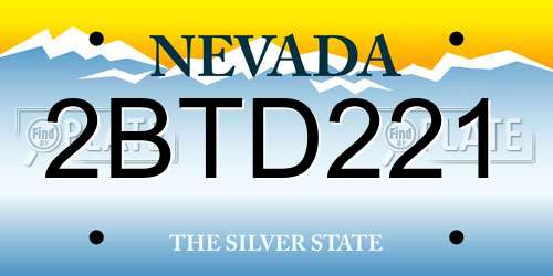 2BTD221 Nevada License Plate