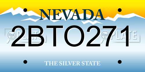 2BTO271 Nevada License Plate