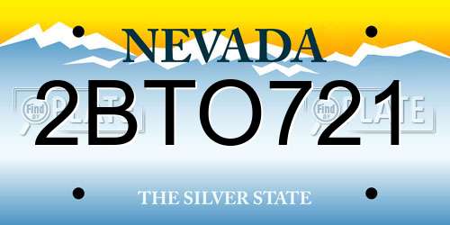 2BTO721 Nevada License Plate