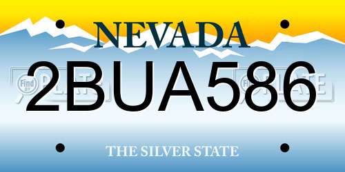 2BUA586 Nevada License Plate