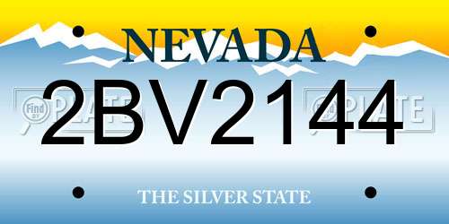 2BV2144 Nevada License Plate