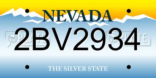 2BV2934 Nevada License Plate