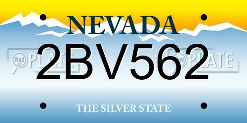 2BV562 Nevada License Plate