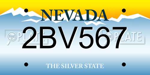 2BV567 Nevada License Plate