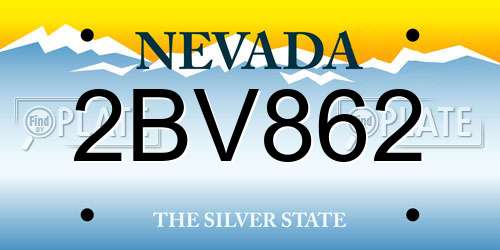 2BV862 Nevada License Plate