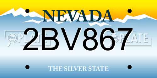 2BV867 Nevada License Plate