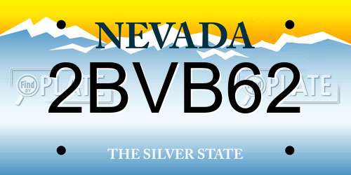 2BVB62 Nevada License Plate