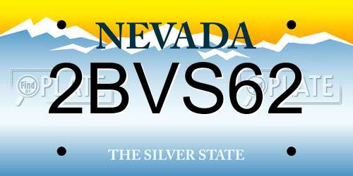 2BVS62 Nevada License Plate