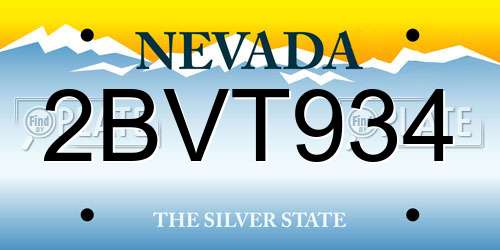 2BVT934 Nevada License Plate