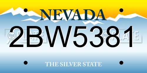2BW5381 Nevada License Plate