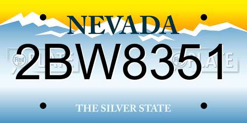 2BW8351 Nevada License Plate