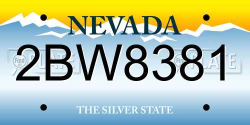 2BW8381 Nevada License Plate