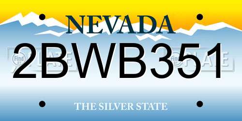 2BWB351 Nevada License Plate