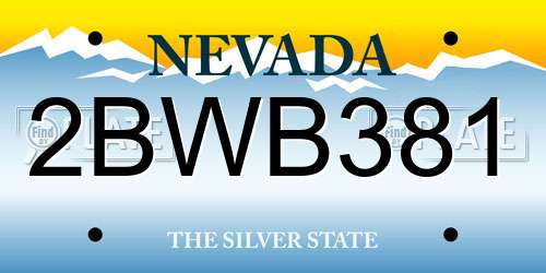 2BWB381 Nevada License Plate