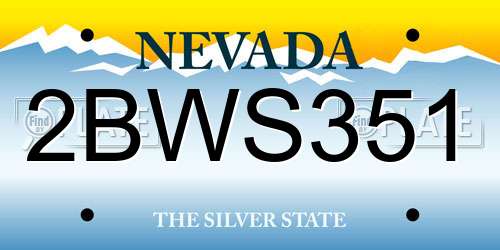 2BWS351 Nevada License Plate