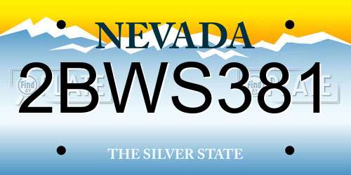 2BWS381 Nevada License Plate