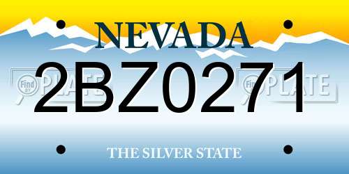 2BZ0271 Nevada License Plate