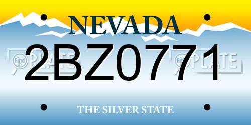 2BZ0771 Nevada License Plate