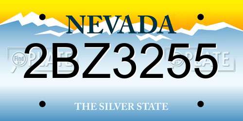 2BZ3255 Nevada License Plate