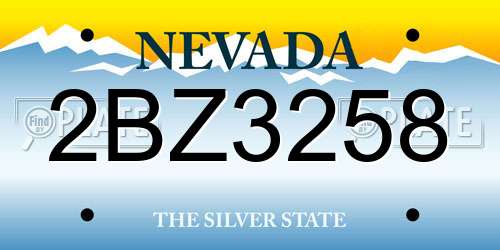 2BZ3258 Nevada License Plate