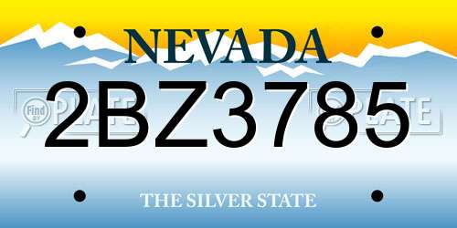 2BZ3785 Nevada License Plate
