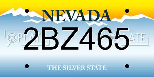 2BZ465 Nevada License Plate