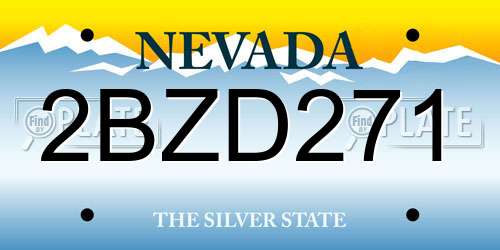 2BZD271 Nevada License Plate