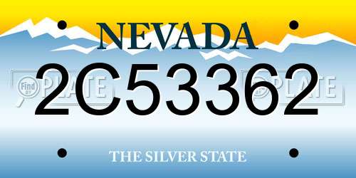 2C53362 Nevada License Plate