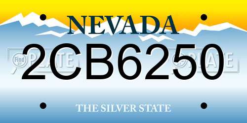 2CB6250 Nevada License Plate