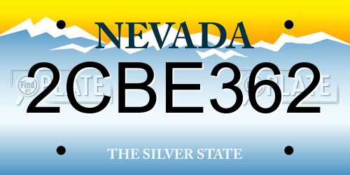 2CBE362 Nevada License Plate