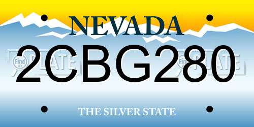 2CBG280 Nevada License Plate